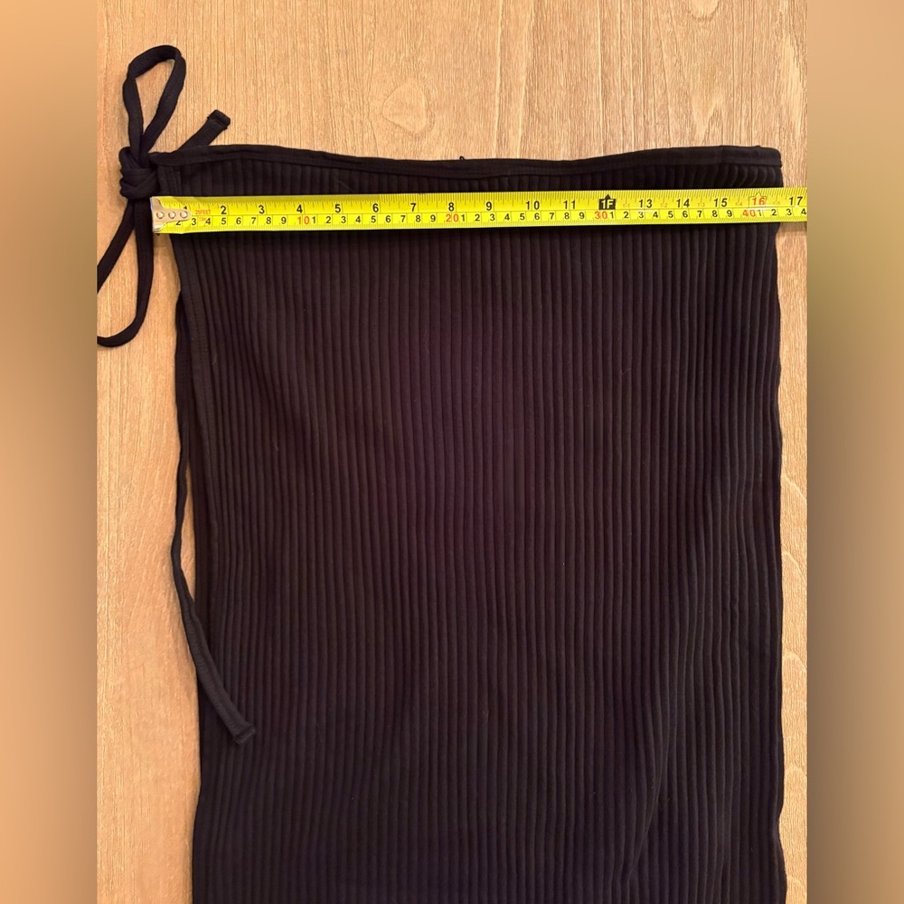 Baserange Brig Skirt Large NWT Black Organic Cotton Ribbed Wrap Midi Skirt - Picture 15 of 15